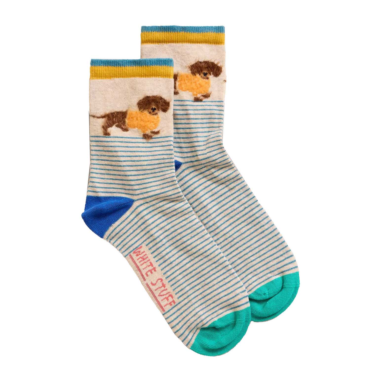 White Stuff Fluffy Sausage Dog Ankle Sock